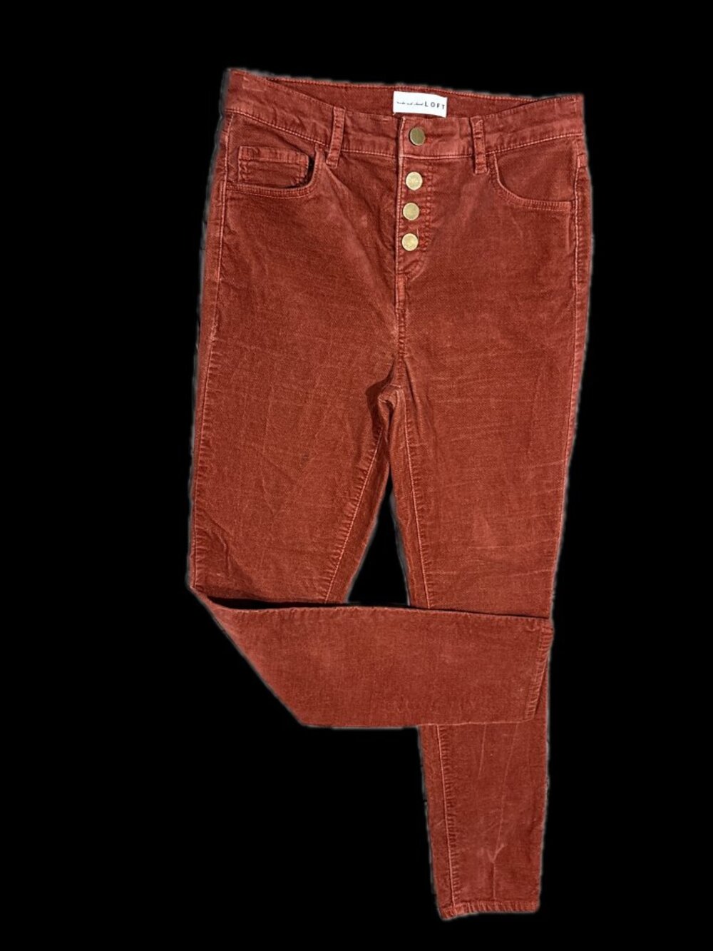 LOFT Rust/Terracotta High-Rise Button-Fly Skinny Jeans